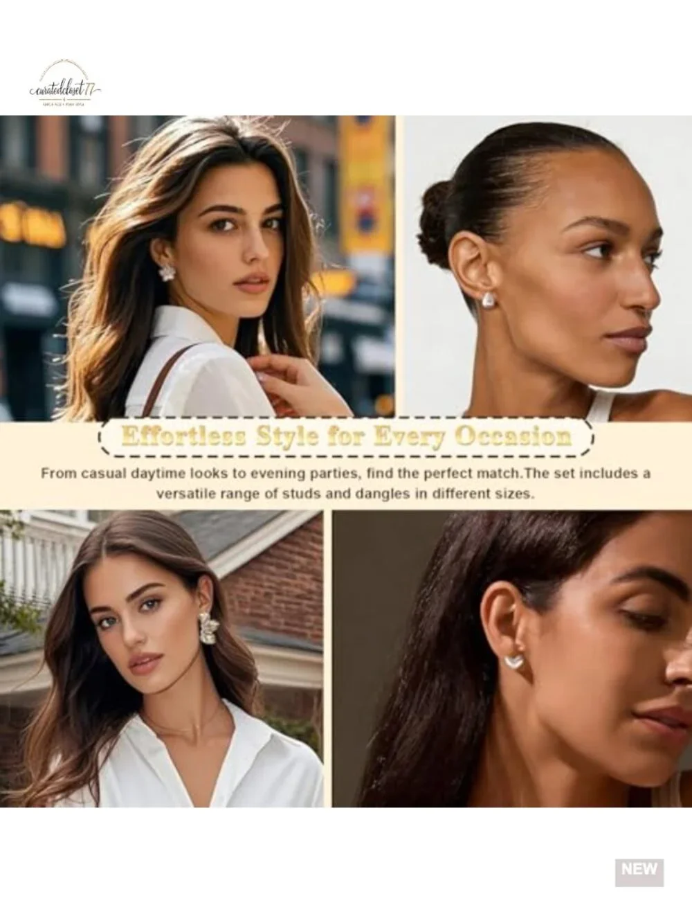Chunky Gold Earrings Set for Women, Hypoallergenic Lightweight Earring Pack,